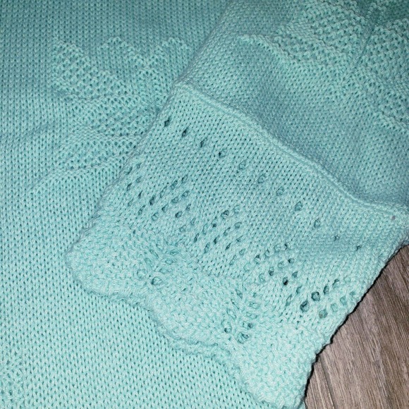 Vintage Adele Knitwear Crochet Grandma Sweater V-Neck 1980's Butterfly Print XL? - Picture 4 of 12